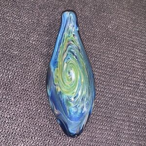 Abstract handmade hand blown glass pendant beautiful multicolor wearable art